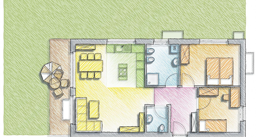 the SUNNY SIDE: 3 room apartment with garden&terrace Bild