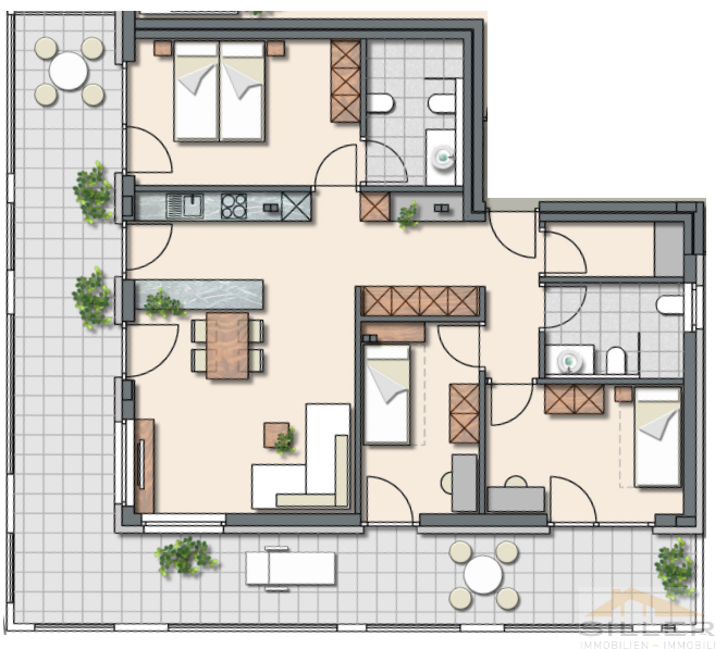 4ZWohnung mit großer Terrasse DIREKT IM ZENTRUM