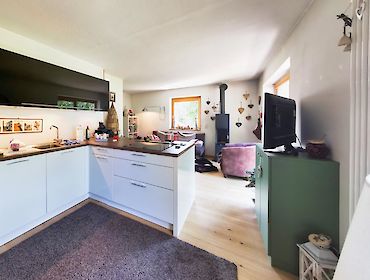 Küche mit Wohnzimmer