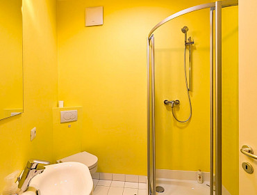 modern guest bathroom with shower, bright and functional